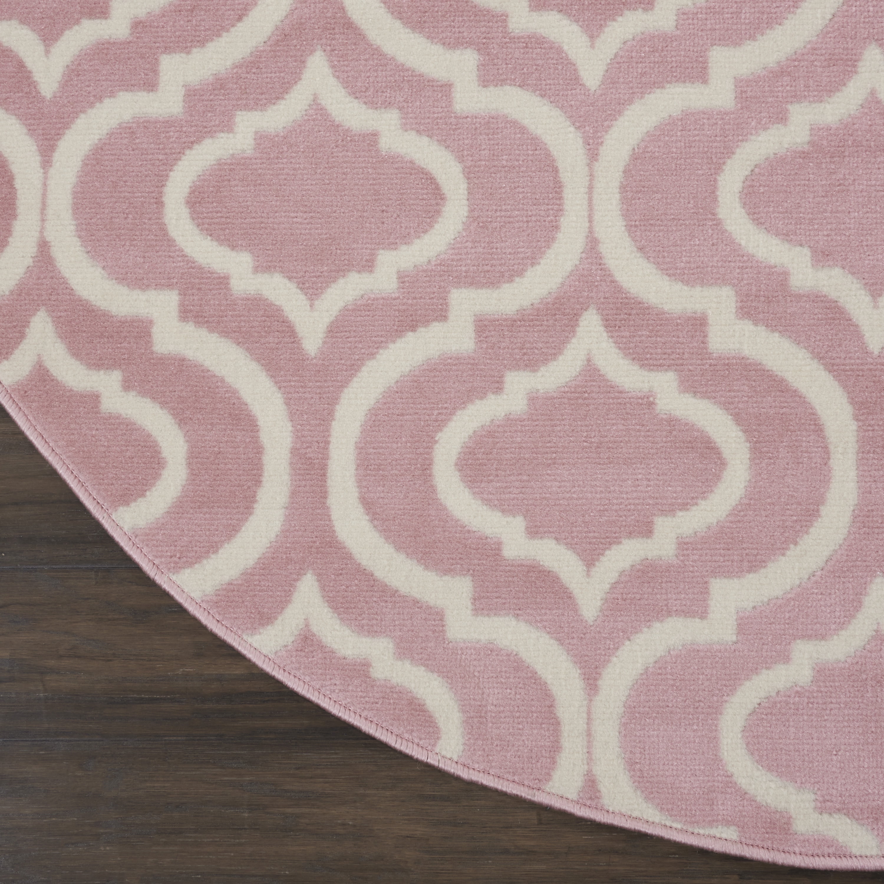 Nourison Bliss Transitional Moroccan Pink 5'3" x Round Area Rug, (5' Round)