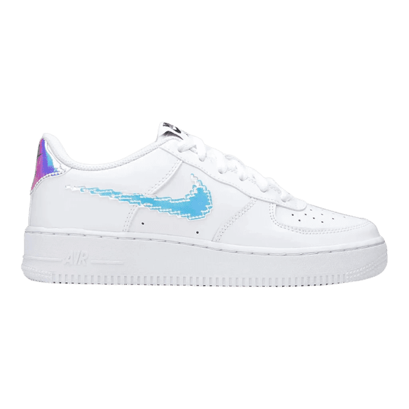 Nike Air Force 1 LV8 Digital Swoosh Basketball Shoe in White | Youth (GS) - 4