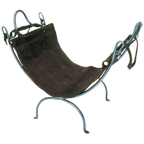 Achla Designs Minuteman International Folding Log Carrier and Stand w/Leaf End, 21.5 Inch Tall, Graphite and Brown