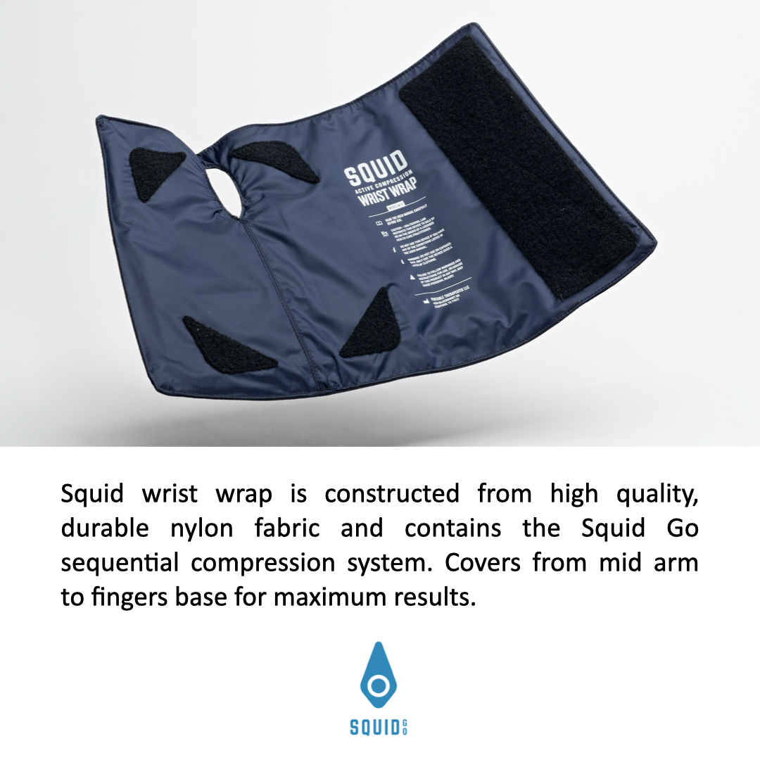 Squid Go Wrist Cold Compression System / Ice Cold Compress for Wrist Injury, Surgery, Arthritis, Pain.  Includes: Wrist Wrap, Wrist Cold Gel Pack and Squid Pump