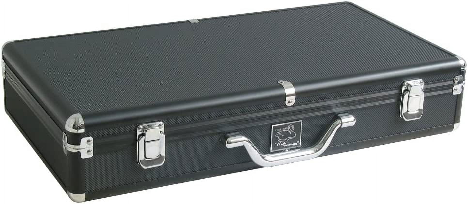 White Swan Mah Jongg - White/Green Tiles - Classic Pusher Arms - Aluminum Case - Black