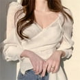 thumbnail image 6 of Women Long Sleeve Tops V Neck Cut Shirt Top Polyester Fabric Blouses for Work and Casual Outings, 6 of 8