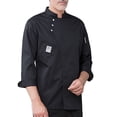 thumbnail image 1 of Chaqueta de chef de moda Chaqueta de chef de manga larga de invierno Botones con bolsillos delanteros Camisas para hombres Trajes profesionales para restaurante Negro XL Inevent LF000332-15, 1 of 7