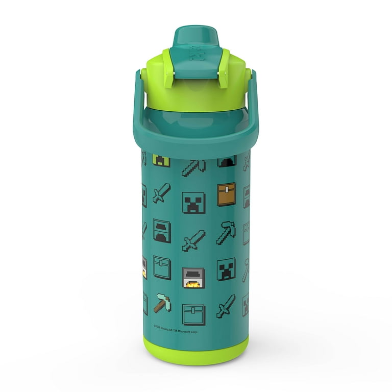 Zak Designs 20oz Minecraft Kids Straw Water Bottle, Stainless