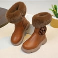 thumbnail image 5 of NAISIBABY Girls Winter Boots, Side Zipper Mid-Cut Fluffy Warm Fashion Princess Boots Brown, 5 of 8
