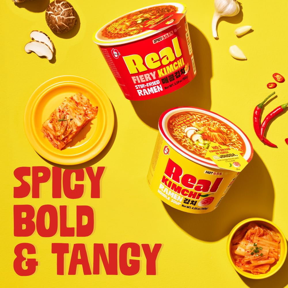 O’Food Instant Ramen Cup [ORIGINAL KIMCHI | 6 CUPS per Pack] – Healthy, Bold & Tangy | Korean Spicy Noodle Soup with Real Kimchi | No Artificial Additives/ Colors | No Trans Fat