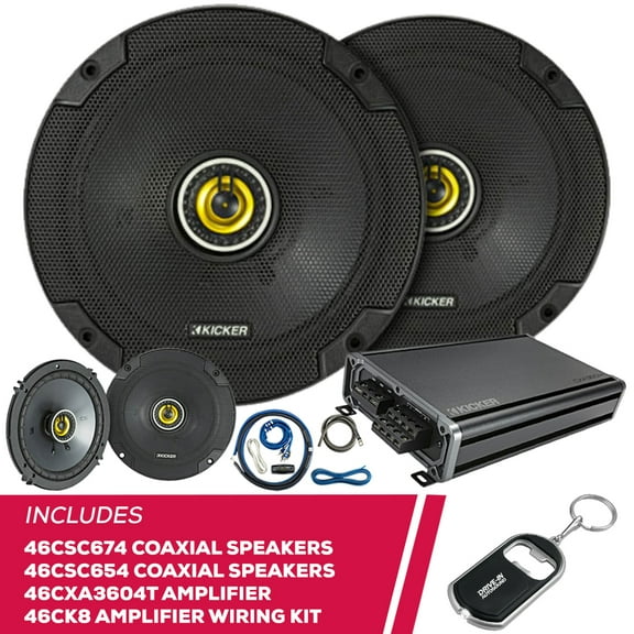 New Kicker 46CSC674 6.75" Speakers w/ 46CSC654 Speakers & 46CXA3604T Amp & Amp Kit