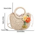 thumbnail image 2 of Bolso hombro tejido a mano para mujer paja con cordón gran capacidad cruzado asa superior decorativa playa viaje, 2 of 9