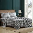 thumbnail image 2 of Winter Nights Cotton Flannel Bed Sheet Set, King, Gray Plaid, 2 of 6