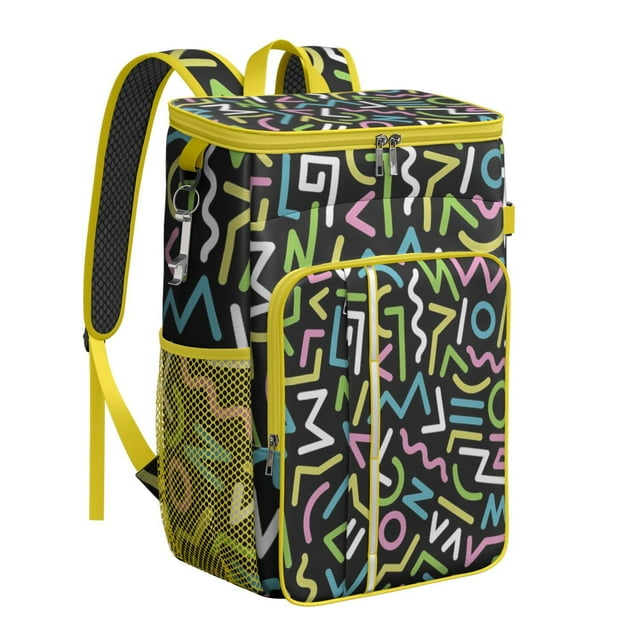 Modern Insulated Backpack Cooler 20L - Soft Cooler Bag for Camping & Beach - Artistic Colorful Abstract Design with Multiple Pockets