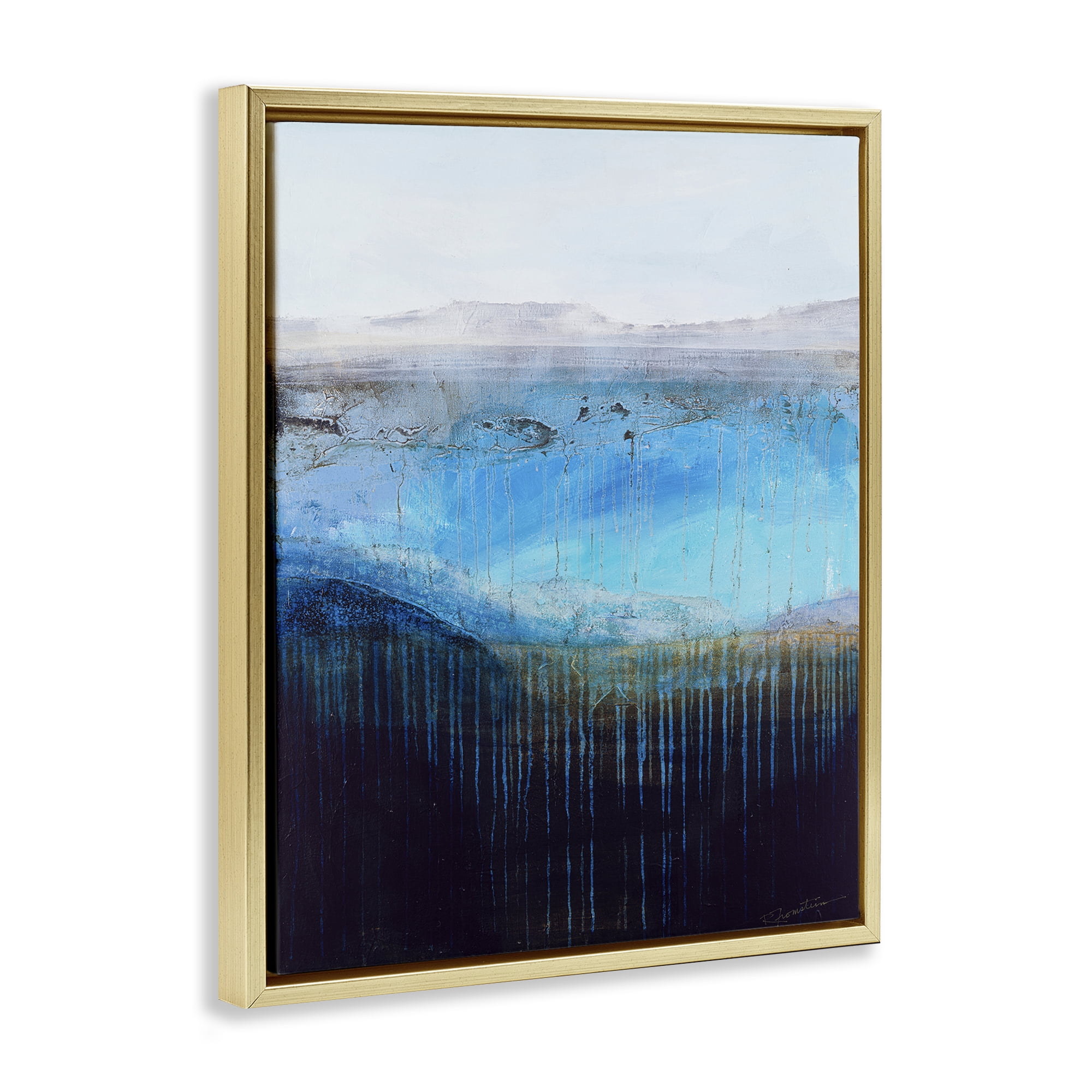 Stupell Industries Intense Abstract Landscape Abstract Painting Gold Floater Framed Canvas Art Print Wall Art, 17 x 21