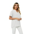 thumbnail image 4 of Thin V-neck Leisure Pullover Solid Color Loose Shirt Women's Blouse, 4 of 9