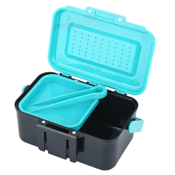 Peahefy Portable Durable Plastic Fishing Bait Holder Box Worm
