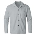 thumbnail image 3 of Veste Décontractée pour Hommes Manches Longues Cardigan Uni Chandail en Molleton Manteau Cargo de Vacances Extérieur Confortable Léger, 3 of 5