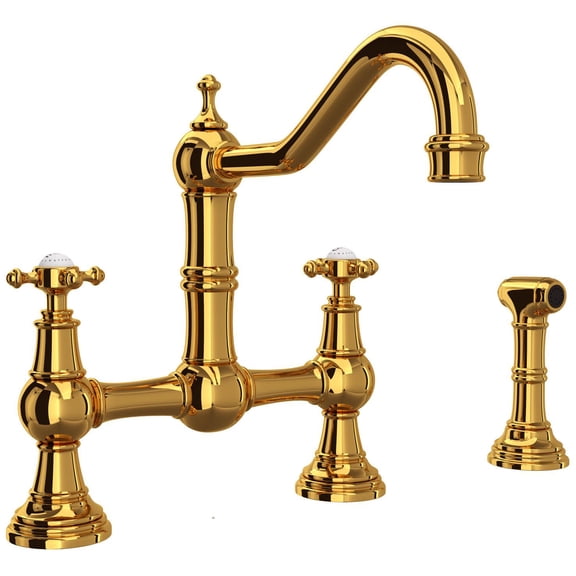 Perrin And Rowe U.4755X-2 Edwardian 1.8 GPM Widespread Bridge Kitchen Faucet - Brass