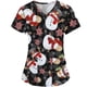 thumbnail image 5 of Puntoco Navidad Moda Mujer Cuello en V Casual Manga corta Impreso Bolsillos Señoras tops Blusa Puntoco Puntoco-5082, 5 of 5