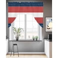 thumbnail image 3 of Navy Blue Red Stripe Kitchen Curtains Swag Valance for Windows/Bathroom/Cafe, Modern Art Horizontal Striped Rod Pocket Drape Panel Swag Curtains Valance for Bedroom/Living Room 56"x36", 3 of 6