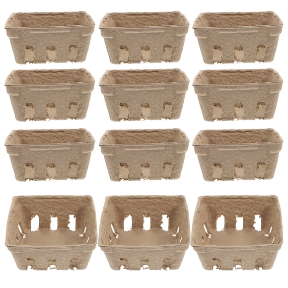 KAKOWELY 24pcs Market Berry Container Fresh Produce Blueberry Basket Pulp Fiber Fruit Tray Molded Strawberry Basket Dessert Box For Kitchen Storage And Organization,3.94X"X3.94"X1.81"