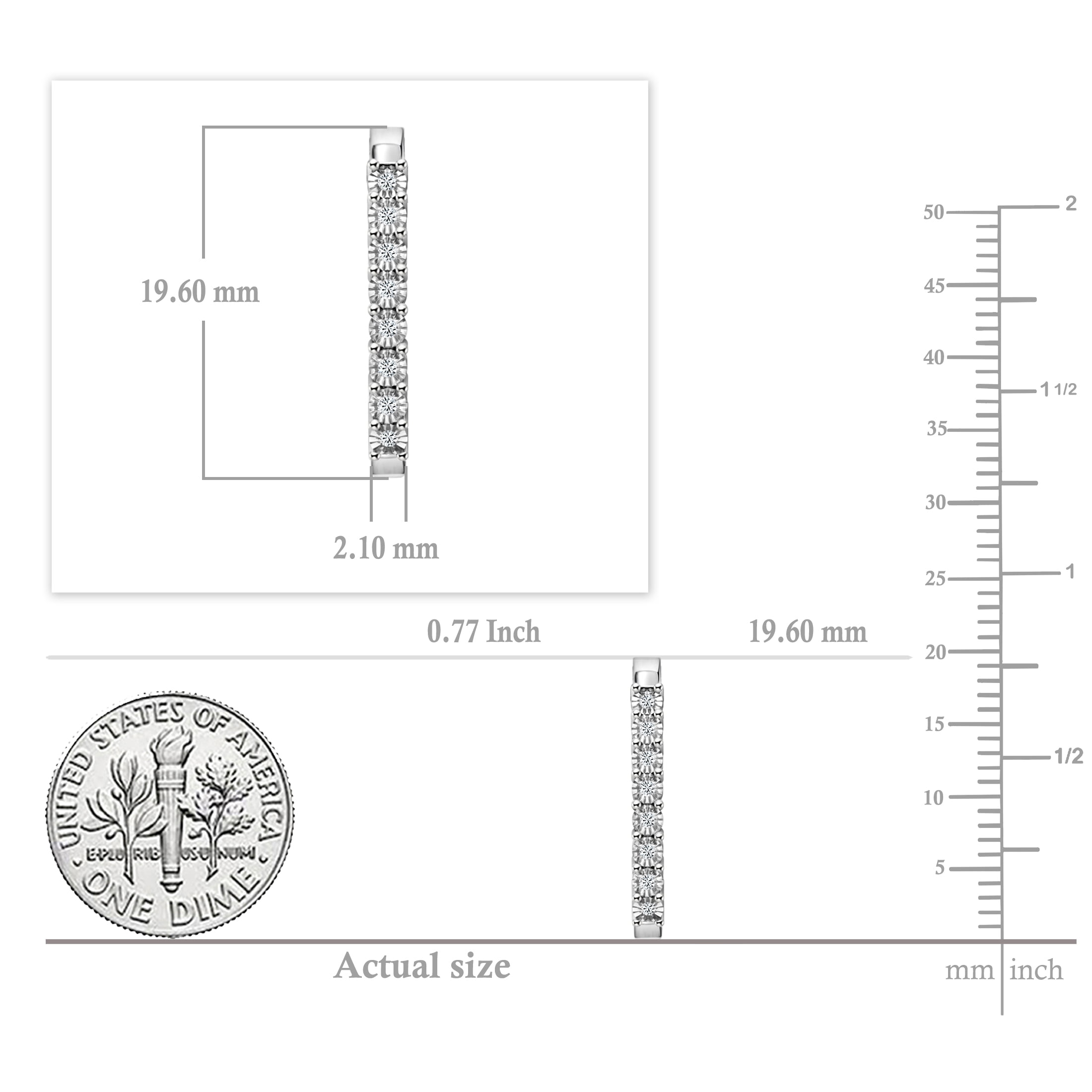 Dazzlingrock Collection 0.07 Ctw Natural Round White Diamond J Shaped Classic Hoop Earring (1Pc Only) for Women in 925 Sterling Silver in Screw Back