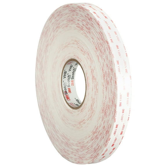 3M 4950 VHB™ Tape 45.0 Mil 1/2" x 5 yds White 1/Case VHB495012R
