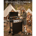 thumbnail image 3 of Gas Grill, 4-Burner Propane Gas Grill with Two Shelves, Lid, Wheels and Bottle Opener , Stainless Steel, 3 of 8