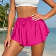 thumbnail image 2 of Inleife Fashion Women Casual Shorts Casual Solid Color Pleats Pocket Beach Shorts Beach Swim Trunks, 2 of 6