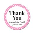 thumbnail image 1 of Darling Souvenir Round 45 Pcs Polka Dot Border Thank You Stickers Personalized Bride Groom Names And Date Envelope Seals-Light Pink, 1 of 3