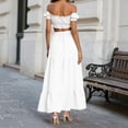thumbnail image 5 of RFQWOVSR Women Flowing A-Line Maxi Skirt Slit Tie Waist Solid Color Elastic Waistband Lightweight Boho Summer Beach Casual XXL, 5 of 6