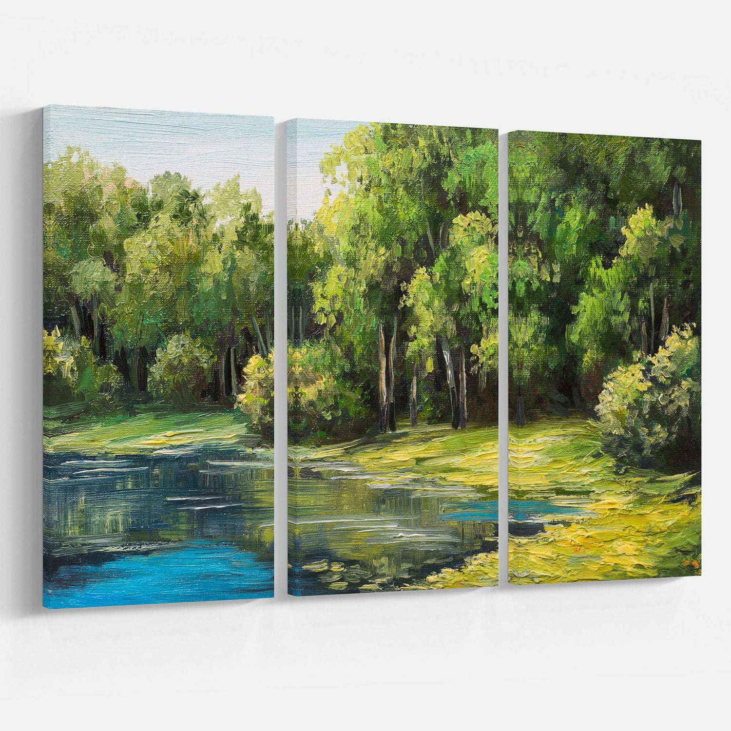 Design Art Summer Day Lake in Forest Canvas Print