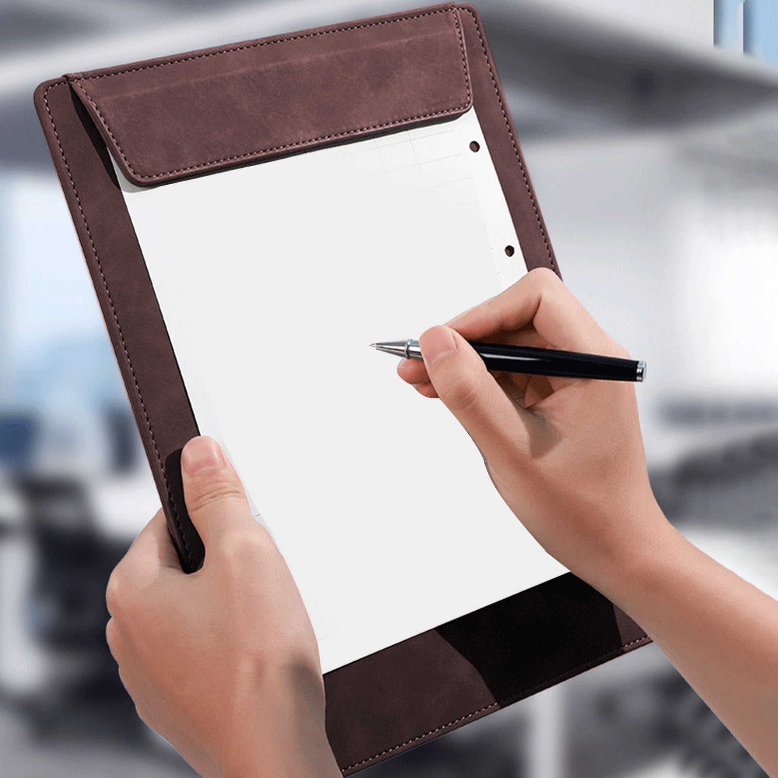 JilgTeok 2 Packs A4 Leather-Like Magnetic Clipboard Pad with Writing and Folder Clamp Document Organizer Writing Pad Business Card Holder for School Office Home