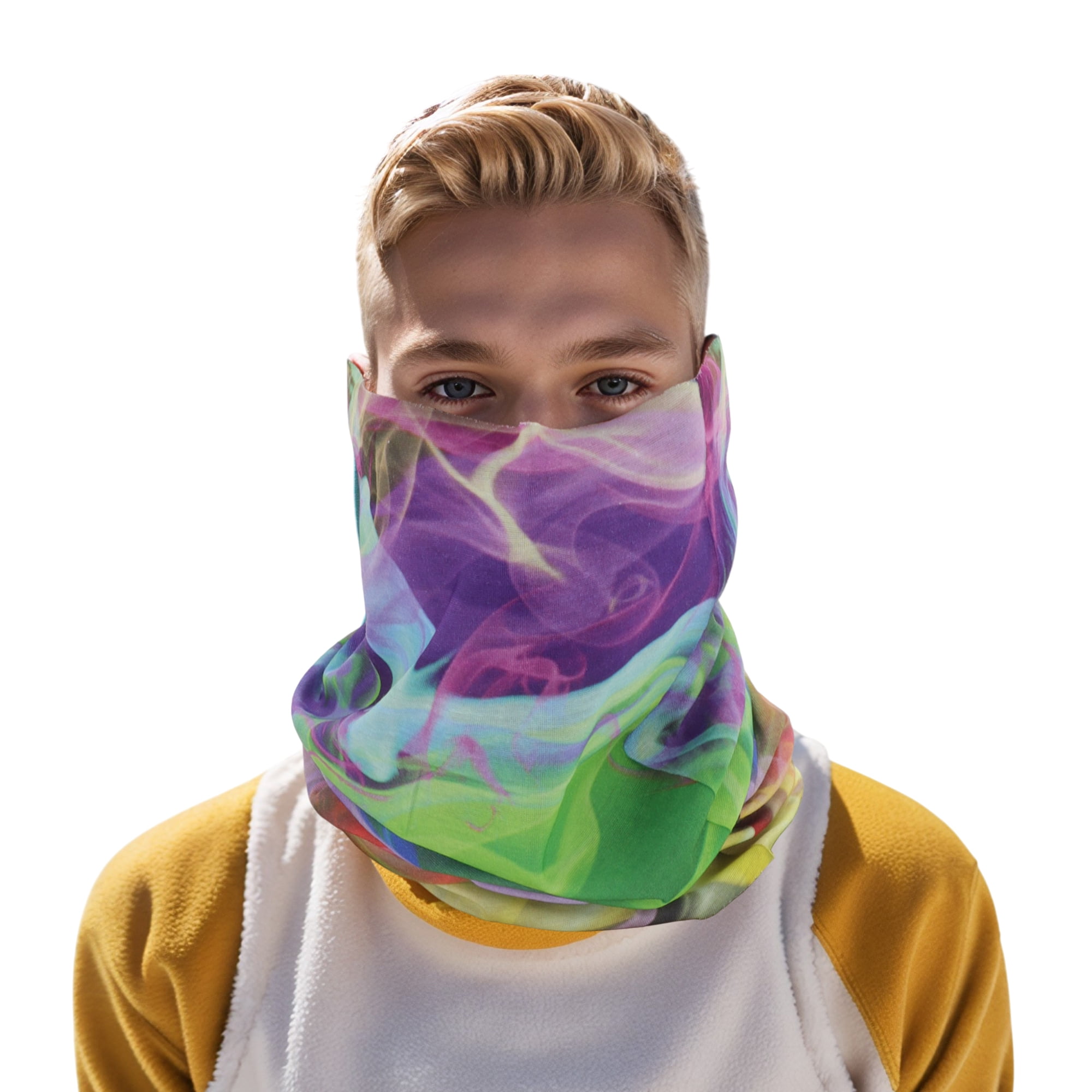 Unique Bargains Face Scarf Mask Purple Green 1 Pc