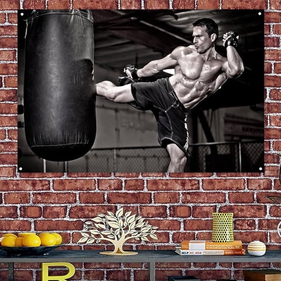 Kickboxing, Muay Thai, Martial Arts Posters Wall Hanging Workout Banners Flags Wallpaper Canvas Painting Boxing Gym Decoration 38" x 57"