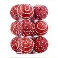 thumbnail image 2 of 12 Pack Christmas Pearl Ball Ornaments - 2.36" Red Glittered Baubles for Tree Holiday Party Decor, 2 of 7