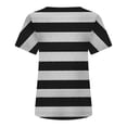 thumbnail image 5 of Blusa de manga corta con cuello redondo para mujer, con estampado de rayas, informal, con estampado Pompotops  hkajfhjk464011, 5 of 5