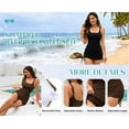 thumbnail image 6 of Zando Plus Size Swimsuit for Women Tummy Control One Piece Bathing Suit Adjustable Straps Swim Dress with Bottom Brown 2XL, 6 of 7