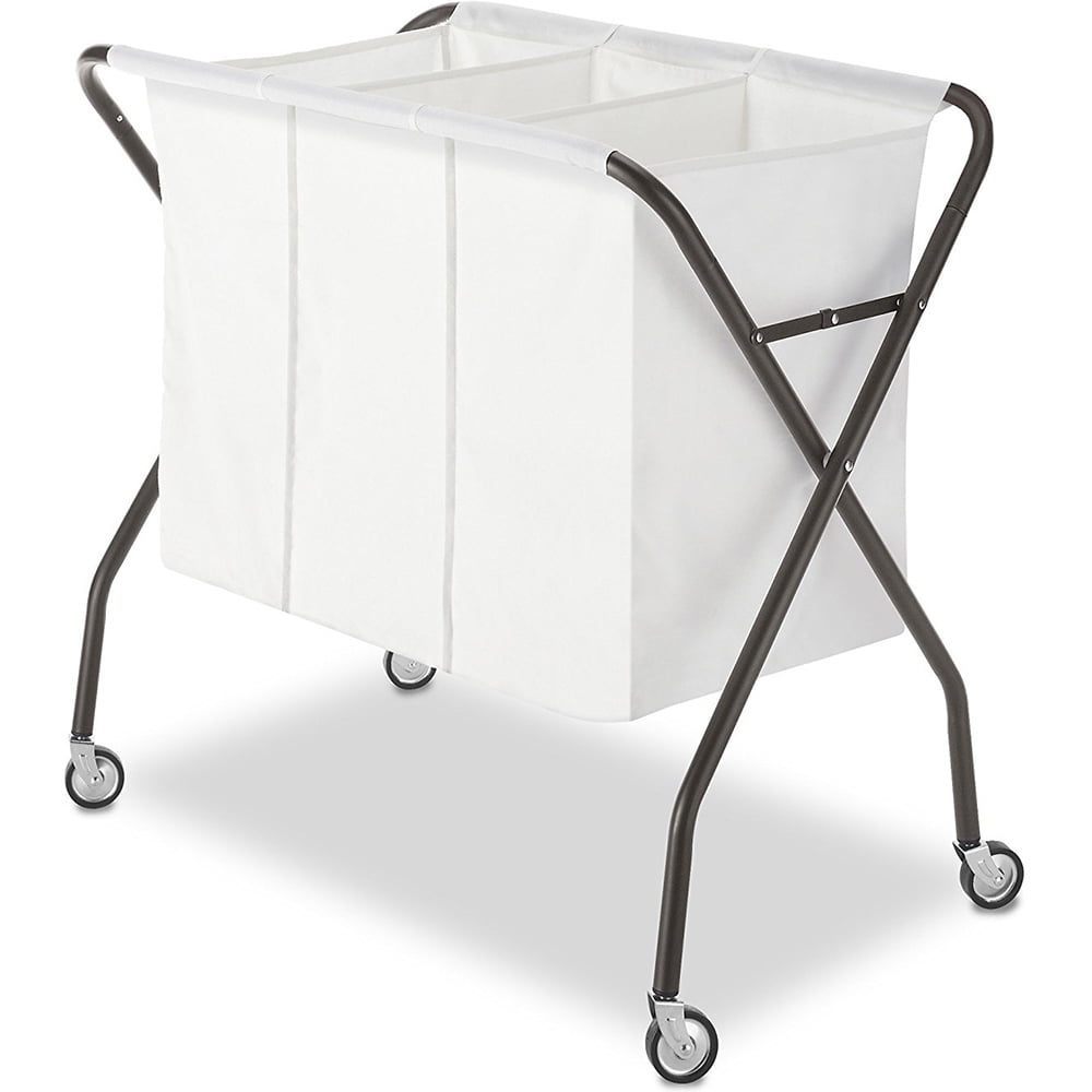 Whitmor 3Section Collapsible Laundry Sorter with Heavy Duty Wheels