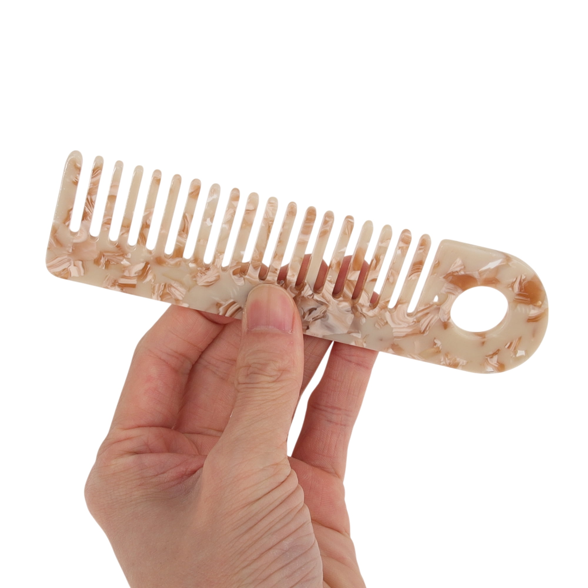 Unique Bargains 1 Pc Exquisite Marble Pattern Hair Comb for All Hair Types Coffee Color