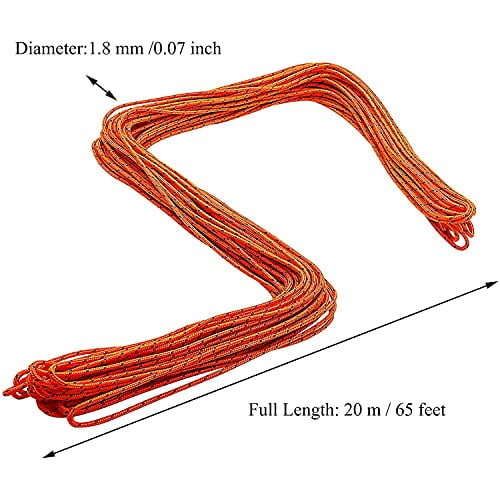 20M 1.8mm Outdoor Camping Hiking Tent Reflective Guyline Rope Cord Paracord Gear 