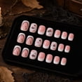 thumbnail image 6 of 24Pcs Halloween Press on Nails, Short Square Fake Nails Pumpkin Nails Press Ons Ghost False Nails Candy Glue on Nail Orange Stick on Nail for Women Decorations Set, 6 of 8
