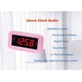 thumbnail image 2 of HANNLOMAX HX-117CR Radio despertador, radio PLL AM/FM, pantalla LED roja de 1,2", alarma dual, despertador con radio o zumbador (rosa), 2 of 5