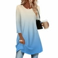 thumbnail image 5 of Loopsun Womens Winter Tops, 3/4 Sleeve Shirts for Women, Women's Fashion Printed 3/4 Sleeve Long Top for Daily Wear Light Blue, L, 5 of 5