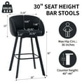thumbnail image 3 of FIRAVOE Bar Stools with Back Set of 2, Swivel Bar Height Bar Stools with Footrest (30") Faux Leather Black Barstools for Kitchen Island, 3 of 9