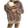 thumbnail image 4 of Women's 2-in-1 Babywearing Maternity Fleece Coat - Zip-Up Thicken Winter Outerwear with Built-in Baby Carrier Pocket, Warm Postpartum Mommy & Me Jacket, 4 of 9