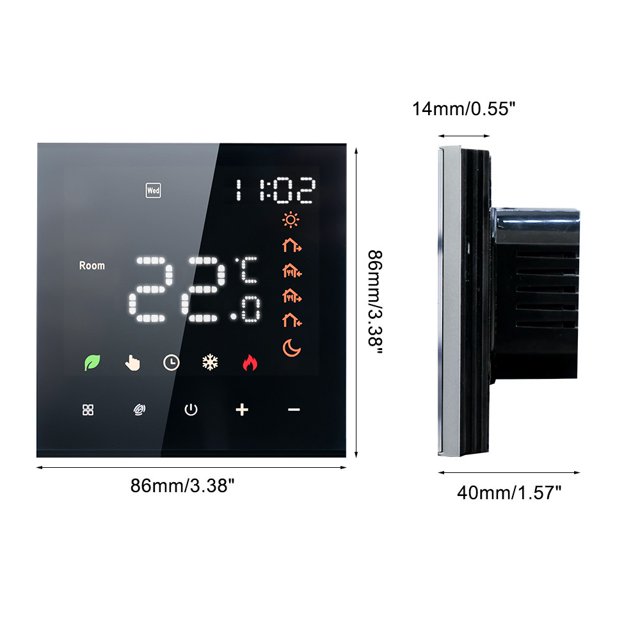 Smart Thermostat 16A Digital Programmable LCD Display Touchscreen Underfloor Heating Temperature Controller Digital Intelligent Wall Thermostat for Electric Heating