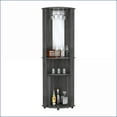 thumbnail image 2 of Corner Bar Cabinet, Modern with Glass Doors, Glass Rack & Mirror | Engineered Wood, 2 of 7