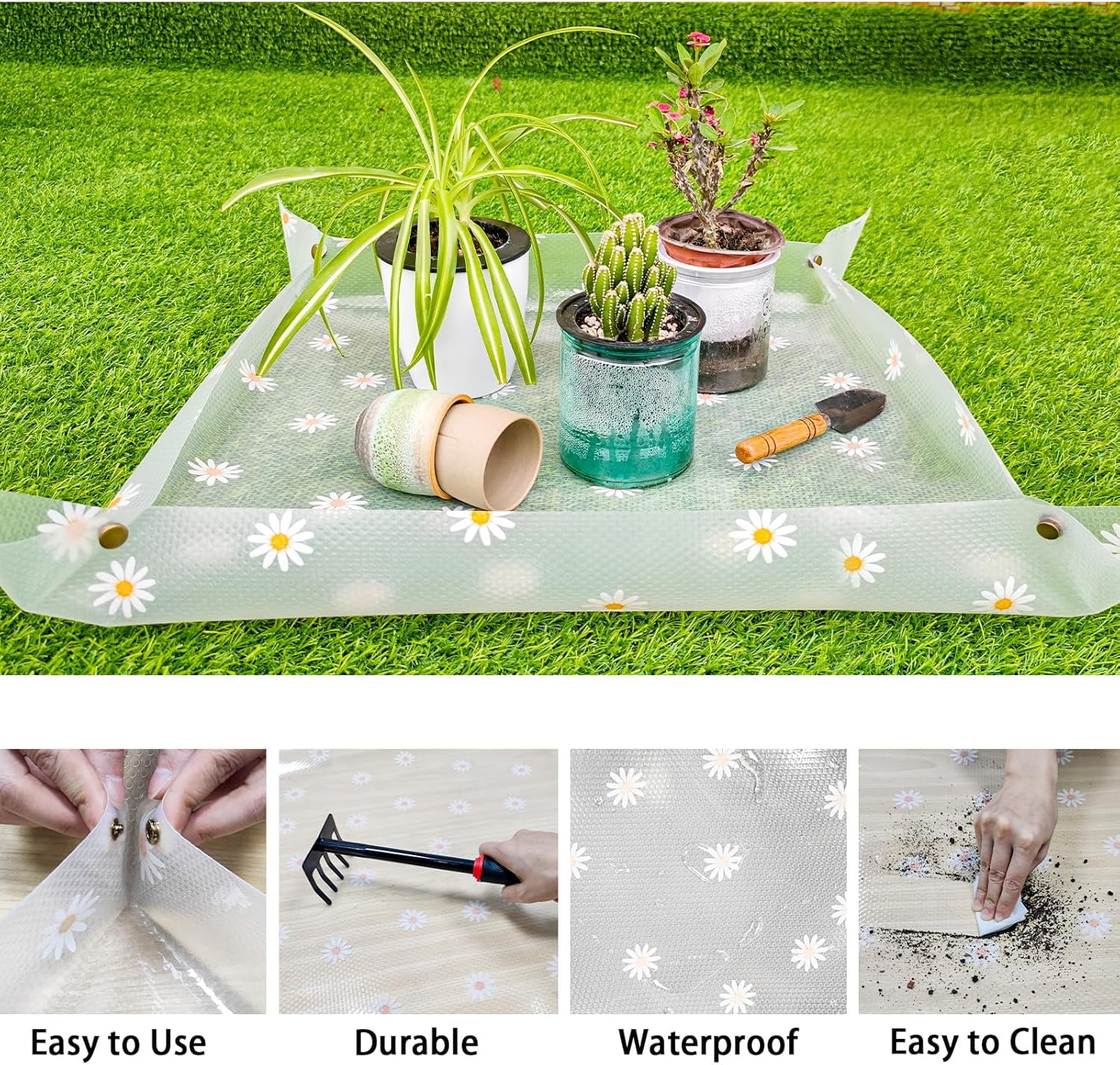 Indoor plant potting mat, waterproof transparent potting mat, foldable gardening plant potting tray, for controlling potting soil, indoor plant gardening accessories gifts, suitable for plant lovers,