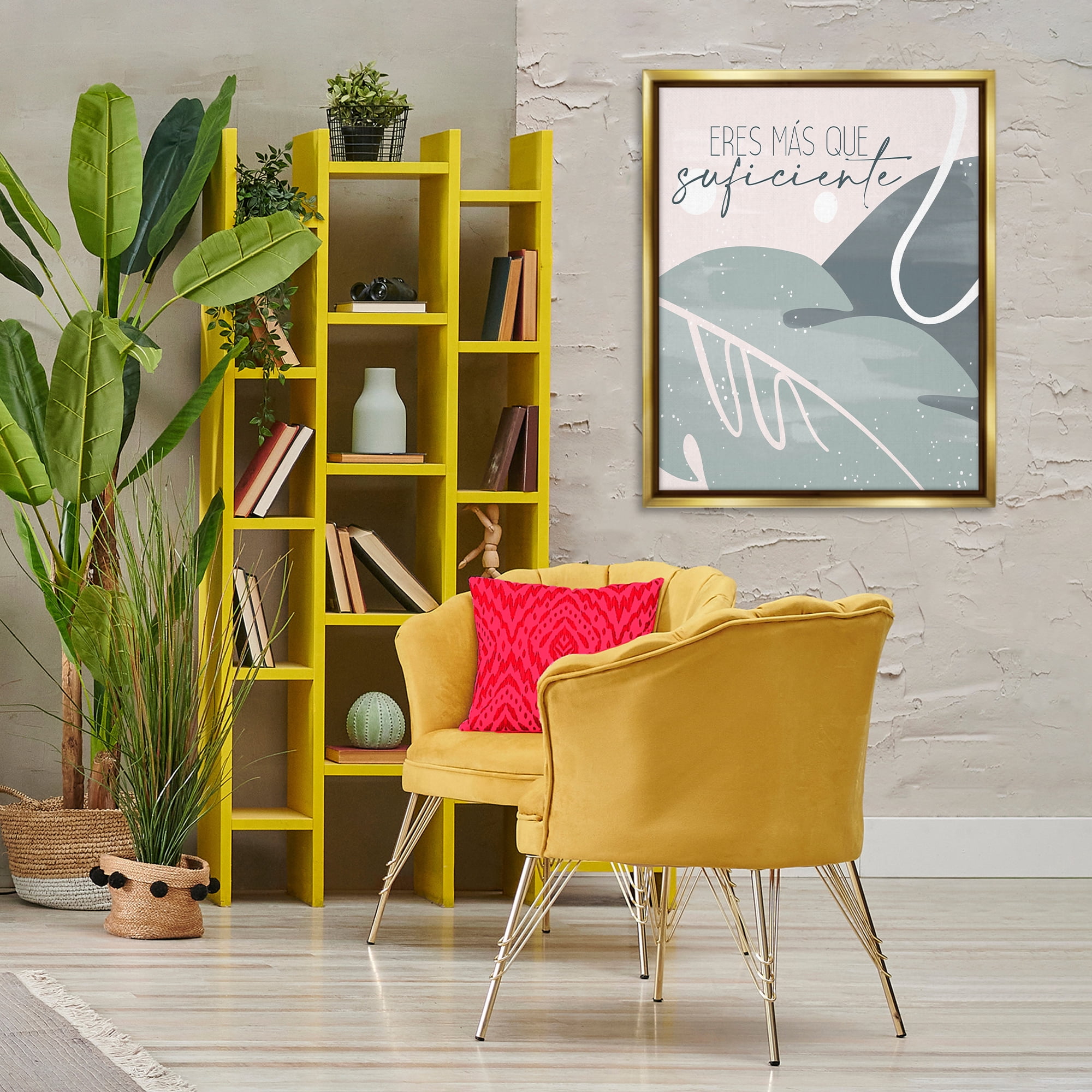 Stupell Industries Eres Más Que Suficiente Inspirational Quotes & Sayings Painting Gold Floater Framed Art Print Wall Art, 25 x 31