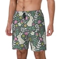 thumbnail image 2 of Daiia Retro Bunny Floral Mens Swim Trunks Swim Shorts Quick Dry Swim Shorts with Mesh Lining Pockets-3X-Large, 2 of 9
