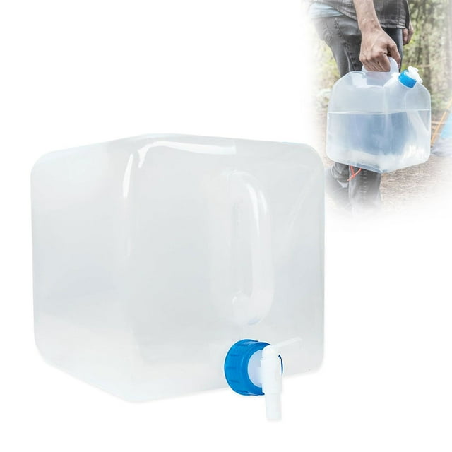 Accessoires de Voyage Format Voyage Contenant de Stockage d'Eau avec Robinet et Poignée Bouteille d'Eau Étanche Portable Pliable Transparent Convient pour Camping Randonnée Backpacking Extérieur Urgence (20 L)