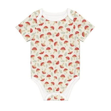 

Matuu Cartoon Flat Mushrooms for Baby Short-Sleeve Bodysuit Soft Cotton Comfortable and Breathable Perfect for Newborns and Infants